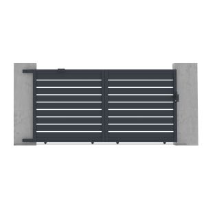 Puerta corredera 3,5m vogel al.180cm alu gris + 2 postes 20x20cm al.190cm