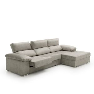 Sofa chaise longue reclinable y deslizante melissa  gris derecha