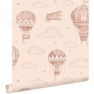 Estahome papel pintado globos de aire rosa terracota 50 x 900 cm