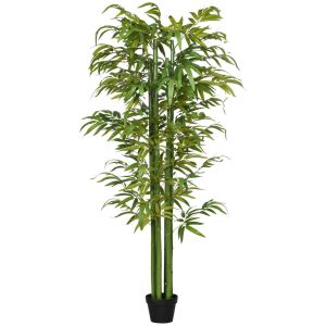 Planta artificial 17x17x180 cm poliéster, bambú, cemento, pp color verde