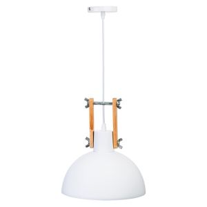 Lámpara de techo de madera y metal blanca 25x25x32