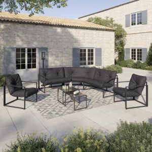 Salón de jardín bajo - 8 plazas - gris antracita