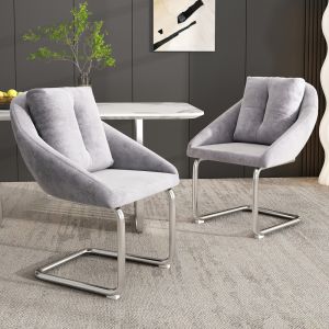 Silla de comedor giratoria terciopelo gris con cojín