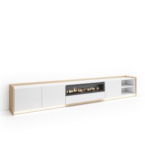 Mueble tv, 310x37x50cm, chimenea eléctrica, LED rf4866