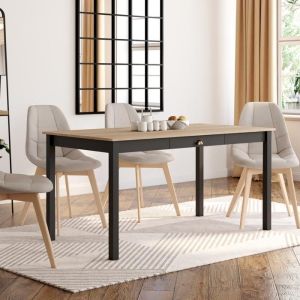 Mesa de comedor vintage - madera negra - 150 cm