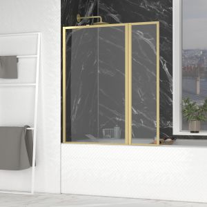 Mampara 2 hojas 70+30x130cm - acabo oro cepillado - goldy contouring screen