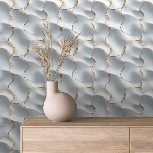 Papel pintado olas gris 3d 60cm por 250cm