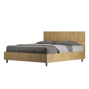 Cama 160x200 cm - roble natural - con base de lamas