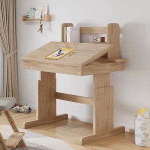 Escritorio ajustable altura tablero inclinable natural 94 a 104x80x60cm