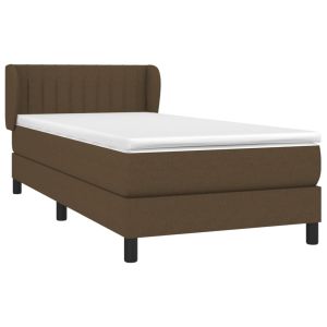 vidaXL cama box spring con colchón tela marrón oscuro 80x200 cm