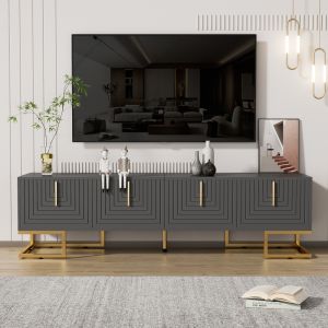 Mueble de tv con 4 puertas gris 45,5x170x40cm