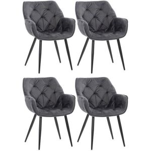 Sillas modernas tanna terciopelo gris, lote 4