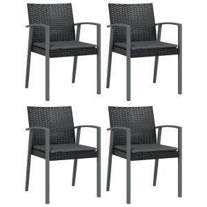 vidaXL sillas jardín cojines 4 uds ratán sintético negro 56,5x57x83 cm
