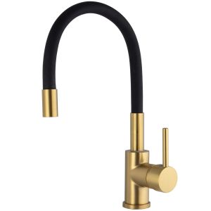 Valaz grifo de cocina con caño flexible monomando oro mate