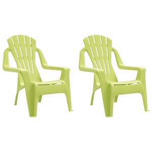 vidaXL sillas de jardín niños 2 uds aspecto madera pp verde 37x34x44cm
