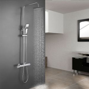 Kibath columna extralarga termost. Tacto frío cuadrada de 100-150 cm cromo