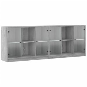 vidaXL estantería con puertas madera gris sonoma 204x37x75 cm
