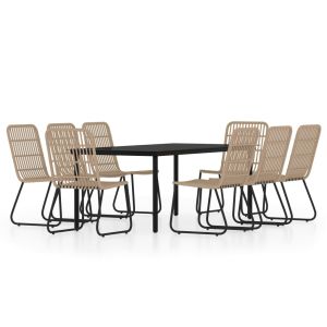 vidaXL juego de comedor para jardín 9 piezas color roble