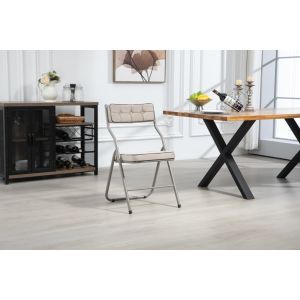 Silla plegable de acero caqui set de 2 acolchada