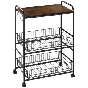 Carrito de cocina 60x38x85.5 cm color marrón Homcom, hogar - cocina