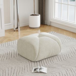 Otomana de chenilla beige claro suave y resistente para salón y descanso