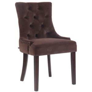 Silla de comedor de terciopelo - marrón - 55 cm