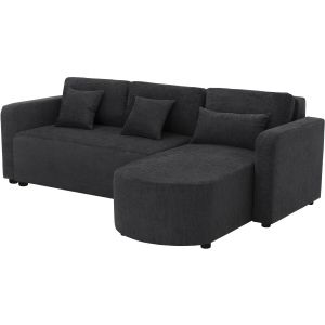 Sofá esquinero convertible/reversible de tela "charles" - 3 plazas - negro