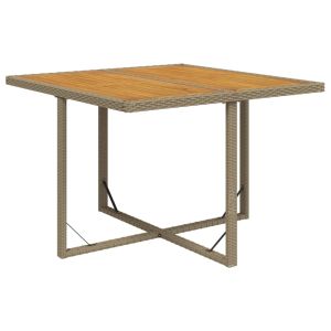 vidaXL mesa de jardín ratán sintético madera acacia beige 109x107x74cm