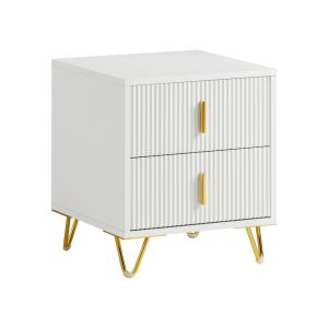 Sobuy mesita de noche moderna 2 cajones en blanco