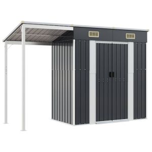 vidaXL cobertizo jardín tejado largo acero antracita 277x107x181 cm