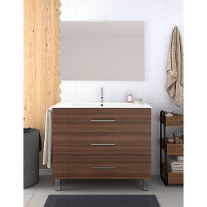 Mueble de baño ribera, lavabo y espejo 80x40cm fresno tea