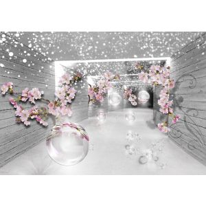 Papel pintado 3d túnel flores 350x250 fotomurales sala living
