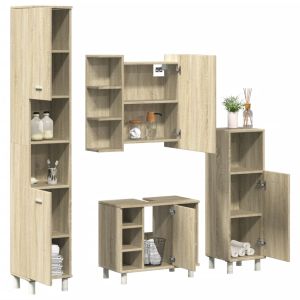 Juego de muebles de baño 4 pzas contrachapada roble sonoma