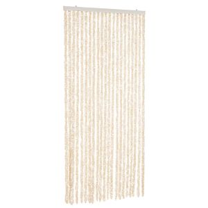 vidaXL cortina antimoscas chenilla beige y blanco 90x220 cm