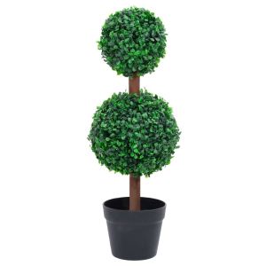 vidaXL planta de boj artificial forma de bola con maceta verde 60 cm