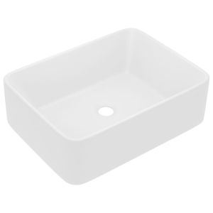 vidaXL lavabo de lujo de cerámica blanco mate 41x30x12 cm