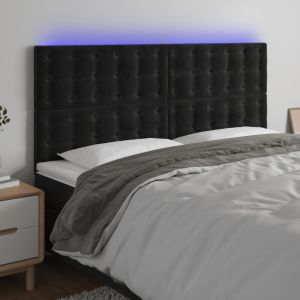 Cabecero con luces LED terciopelo negro 180x5x118/128 cm eso4457
