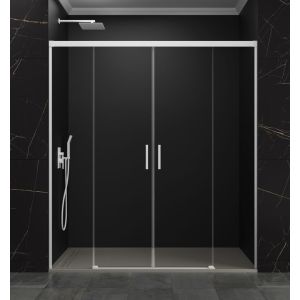 Mampara basic spazio 2 puertas + 2 fijos transparente blanco 160 cm