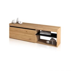 Mueble tv con almacenamiento 120 cm ebos roble nude - ceniza