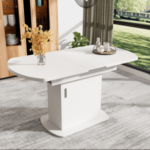 Mesa de comedor ovalada extensible con almacenaje 75x110 130x70cm
