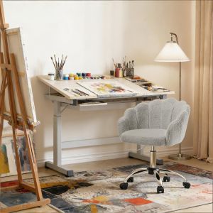 Silla oficina diseño flor gris claro con altura ajustable