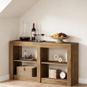 Mesa auxiliar para recibidor salón dormitorio madera marrón 85x150x35cm