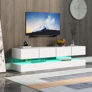 Mueble de tv suspendido con 4 cajones y luz LED blanco 25x130x33cm