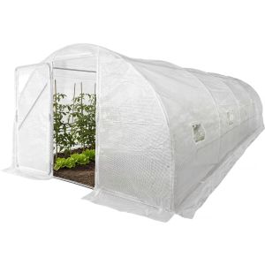 Invernadero de túnel "mimosa" con puerta - 18 m² - 180 g - blanco