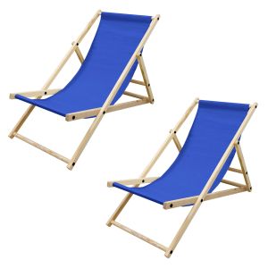 2x silla de playa plegable madera tumbona azul oscuro