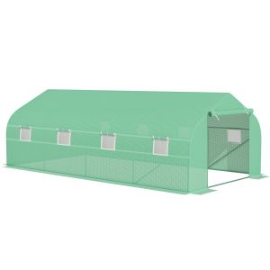 Invernadero de jardín acero, pe color verde 595x300x200cm outsunny