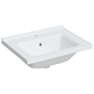 vidaXL lavabo de baño rectangular cerámica blanco 61x48x19,5 cm