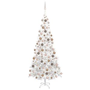 vidaXL árbol de navidad artificial con luces y bolas blanco 240 cm