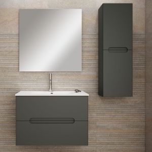 Mueble baño, lavabo, espejo y aplique LED victoria 120x45cm grafito sus.