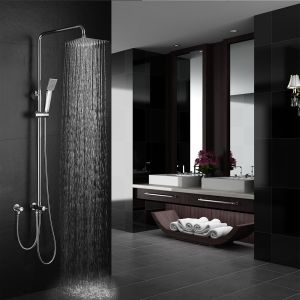 Kibath columna ducha extralarga sin grifería cuadrada de 100-150 cm cromo